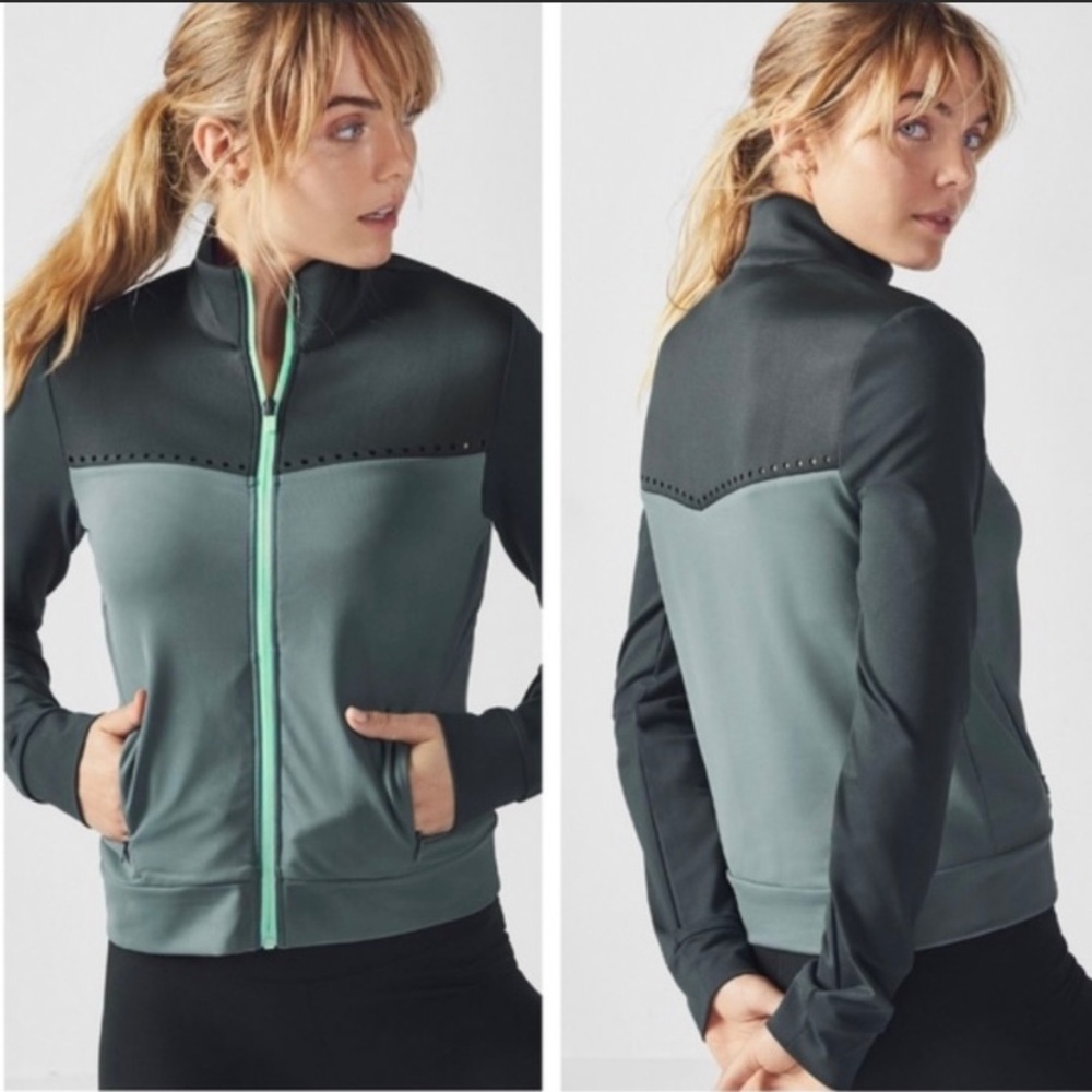 FABLETICS Women's Cleo Jacket Color Block Green L